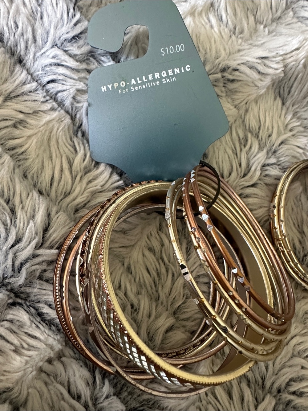 Set of Gold and Brown Hypo-Allergenic Women's Bangle Bracelets